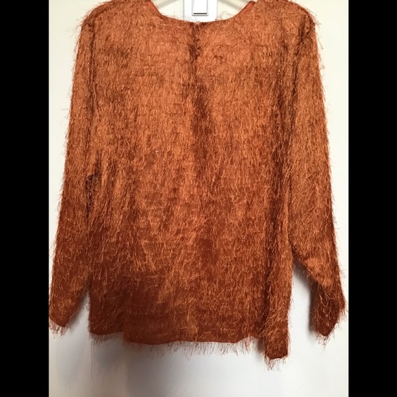 Essence by mail ladies glittery fuzzy rust color top. EUC - Picture 2 of 4